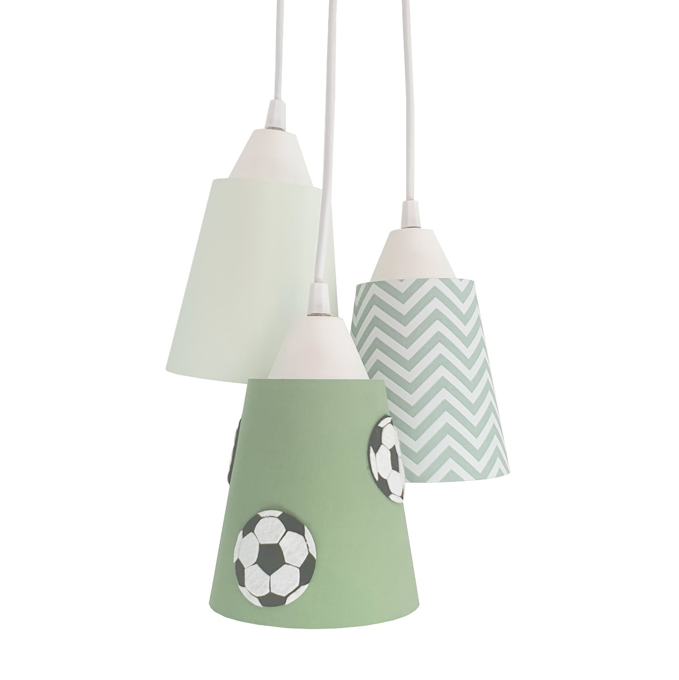 Lustre Pendente Luminária Bebê Bola De Futebol Verde e Branco