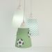 Lustre Pendente Luminária Bebê Bola De Futebol Verde e Branco