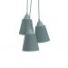 Lustre Pendente Luminária Cacho 3 Cúpulas Tecido Cinza