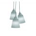 Lustre Pendente Luminária Cacho 3 Cúpulas Tecido Cinza