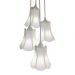 Lustre Pendente Luminária Cacho 4 Cúpulas Paris Linho com Detalhes em Amarelo