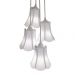 Lustre Pendente Luminária Cacho 4 Cúpulas Paris Linho com Detalhes em Cinza