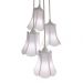 Lustre Pendente Luminária Cacho 4 Cúpulas Paris Linho com Detalhes em Lilás