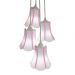 Lustre Pendente Luminária Cacho 4 Cúpulas Paris Linho com Detalhes em Pink