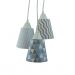 Lustre Pendente Luminária Cacho Azul Bebê, Cinza e Branco