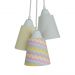 Lustre Pendente Luminária Cacho Bebê Chevron Amarelo e Cinza