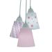 Lustre Pendente Luminária Cacho Bebê Estrelinhas Rosa, Cinza e Branco