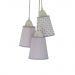 Lustre Pendente Luminária Cacho Bebê Tecidos Lilás e Branco
