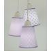 Lustre Pendente Luminária Cacho Bebê Tecidos Lilás e Branco