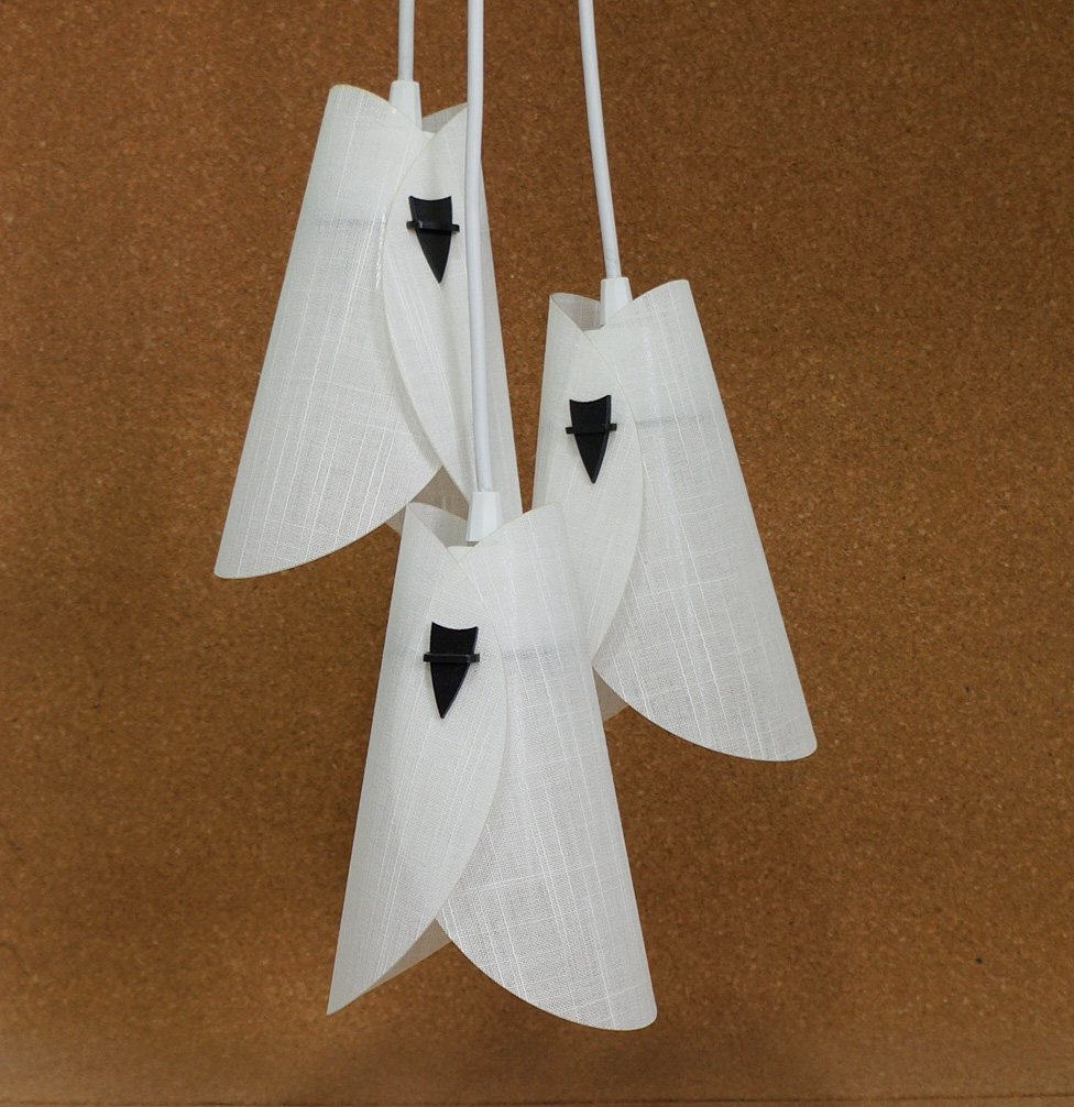 Lustre Pendente Luminária Cacho Cúpulas Modelo Envelope Linho Branco Bivolt