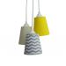 Lustre Pendente Luminária Cacho Chevron Cinza, Bege e Amarelo