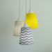 Lustre Pendente Luminária Cacho Chevron Cinza, Bege e Amarelo
