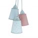 Lustre Pendente Luminária Cacho Estrelinhas Cinza, Rosa e Branco
