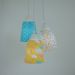 Lustre Pendente Luminária Cacho Nuvens Coloridas Amarelo e Turquesa