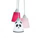 Lustre Pendente Luminária Cacho Pandinha Pink, Frufru Rosa e Branco