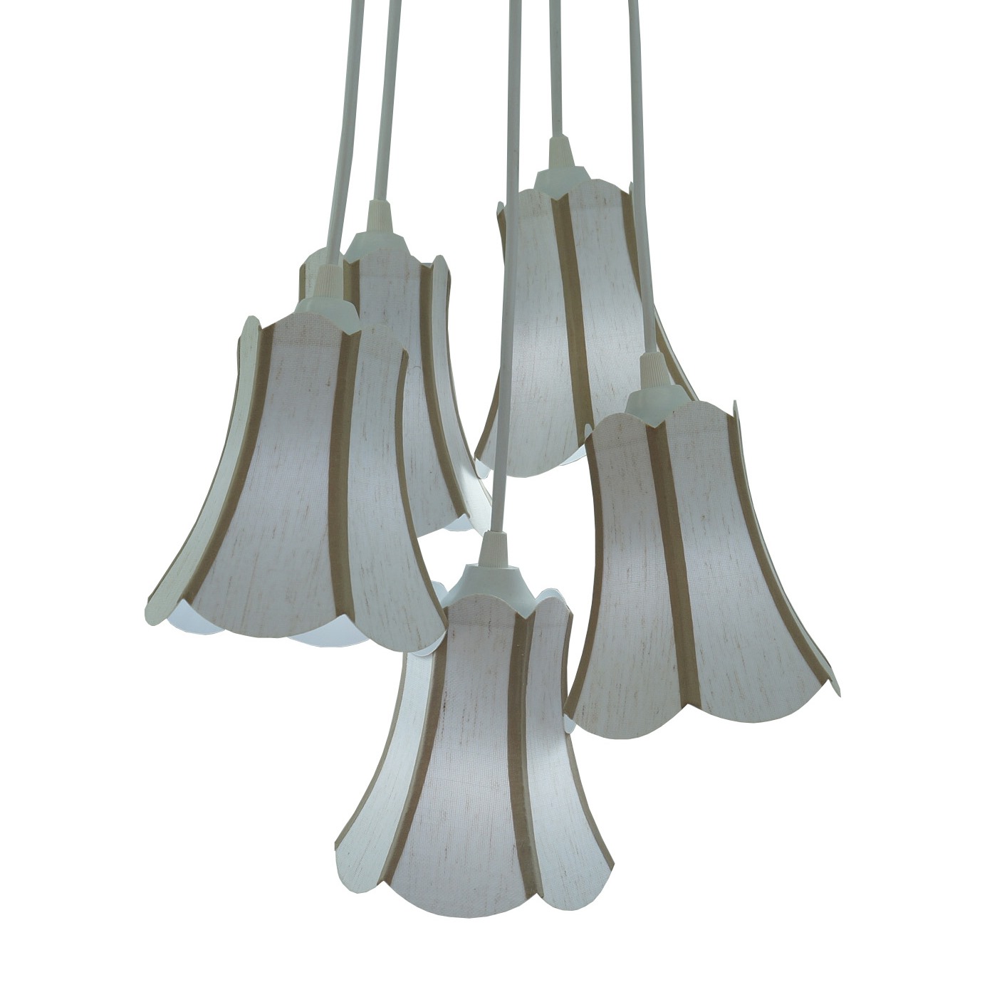 Lustre Pendente Luminária Cacho Paris Linho Branco com Detalhes em Bege