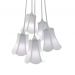 Lustre Pendente Luminária Cacho Paris Linho Branco e Cinza Claro