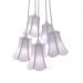 Lustre Pendente Luminária Cacho Paris Linho Branco e Detalhes em Lilás