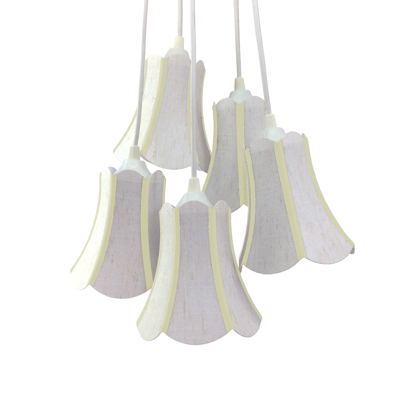 Lustre Pendente Luminária Cacho Paris Linho e Amarelo Claro