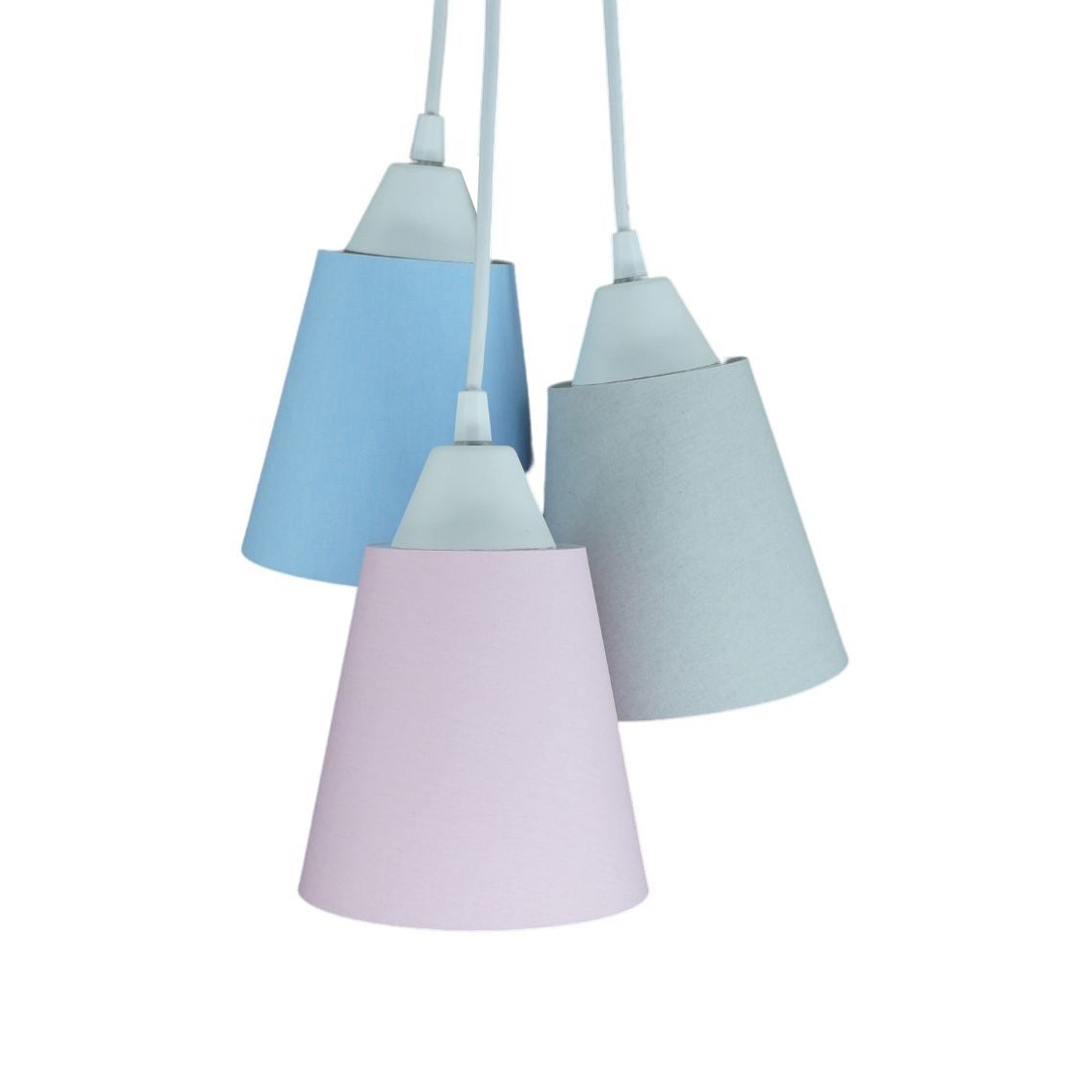 Lustre Pendente Luminária Cacho Quarto Bebê Cinza, Azul e Rosa