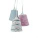 Lustre Pendente Luminária Cacho Rosa Frufru, Chevron e Cinza
