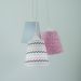 Lustre Pendente Luminária Cacho Rosa Frufru, Chevron e Cinza