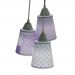 Lustre Pendente Luminária Cacho Tecido Estampado Lilás