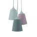 Lustre Pendente Luminária Cacho Tecidos Cinza, Rosa e Branco