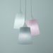 Lustre Pendente Luminária Cacho Tecidos Cinza, Rosa e Branco