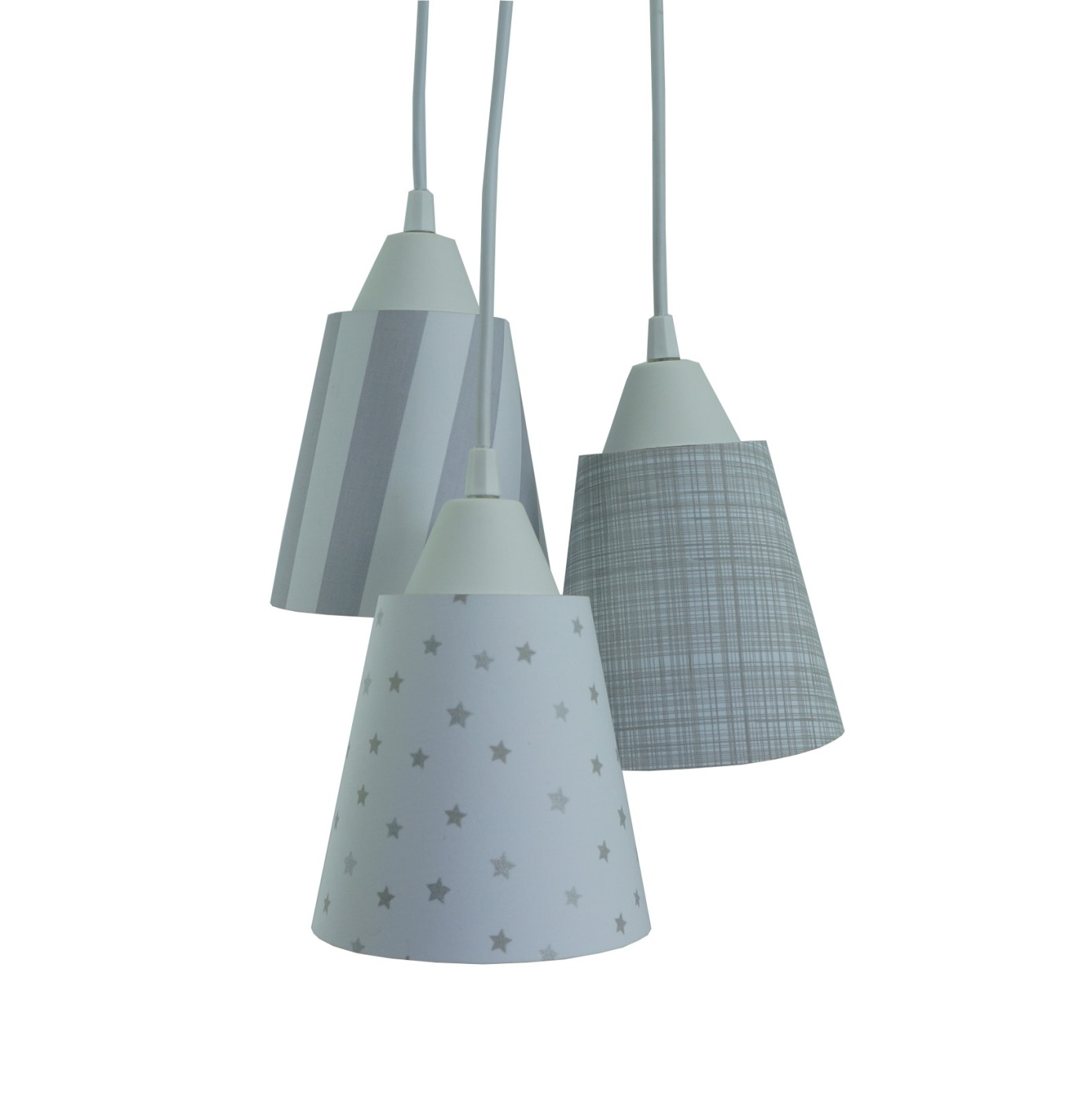 Lustre Pendente Luminária Estrelinhas Cinza e Branco