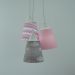 Lustre Pendente Luminária Nuvens e Chevron Cinza e Rosa