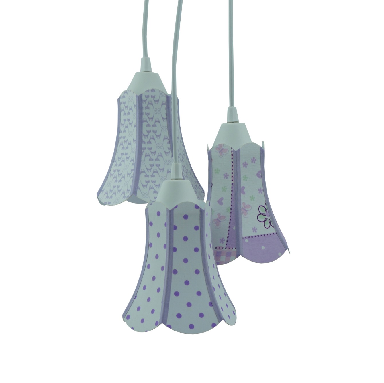 Lustre Pendente Luminária Paris com Estampas Lilás e Branco