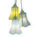 Lustre Pendente Luminária Paris com Tecidos Estampas Amarelas, Cinzas e Brancas
