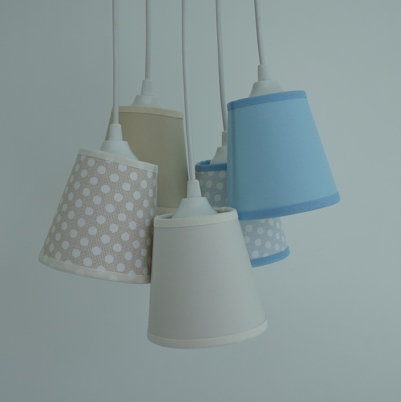 Lustre Pendente Luminária Poás Bege e Azul