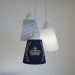 Lustre Pendente Luminária Quarto Bebê Coroa Bege e Azul Marinho