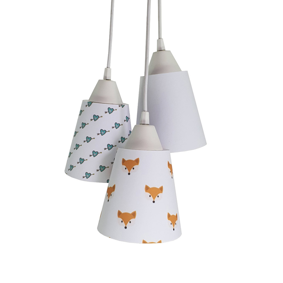 Lustre Pendente Luminária Quarto Bebê Raposinha Tecidos Bivolt