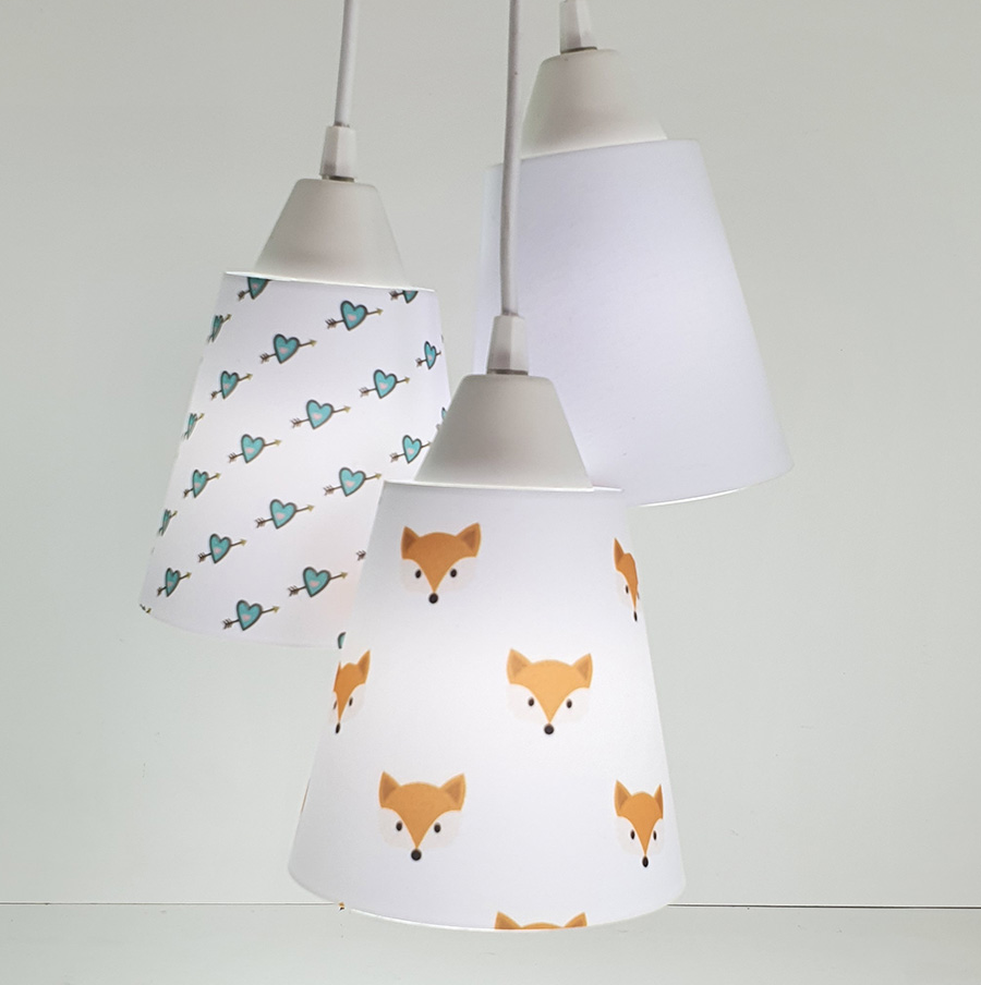 Lustre Pendente Luminária Quarto Bebê Raposinha Tecidos Bivolt