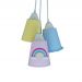 Lustre Pendente Luminária Quarto Bebê Tecidos Cacho Arco Íris