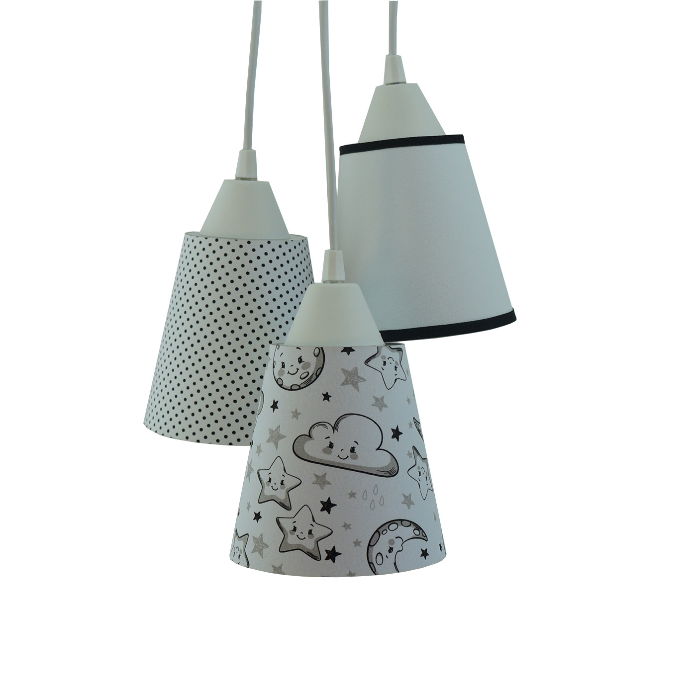 Lustre Pendente Luminária Quarto de Bebê Nuvens Preto e Branco