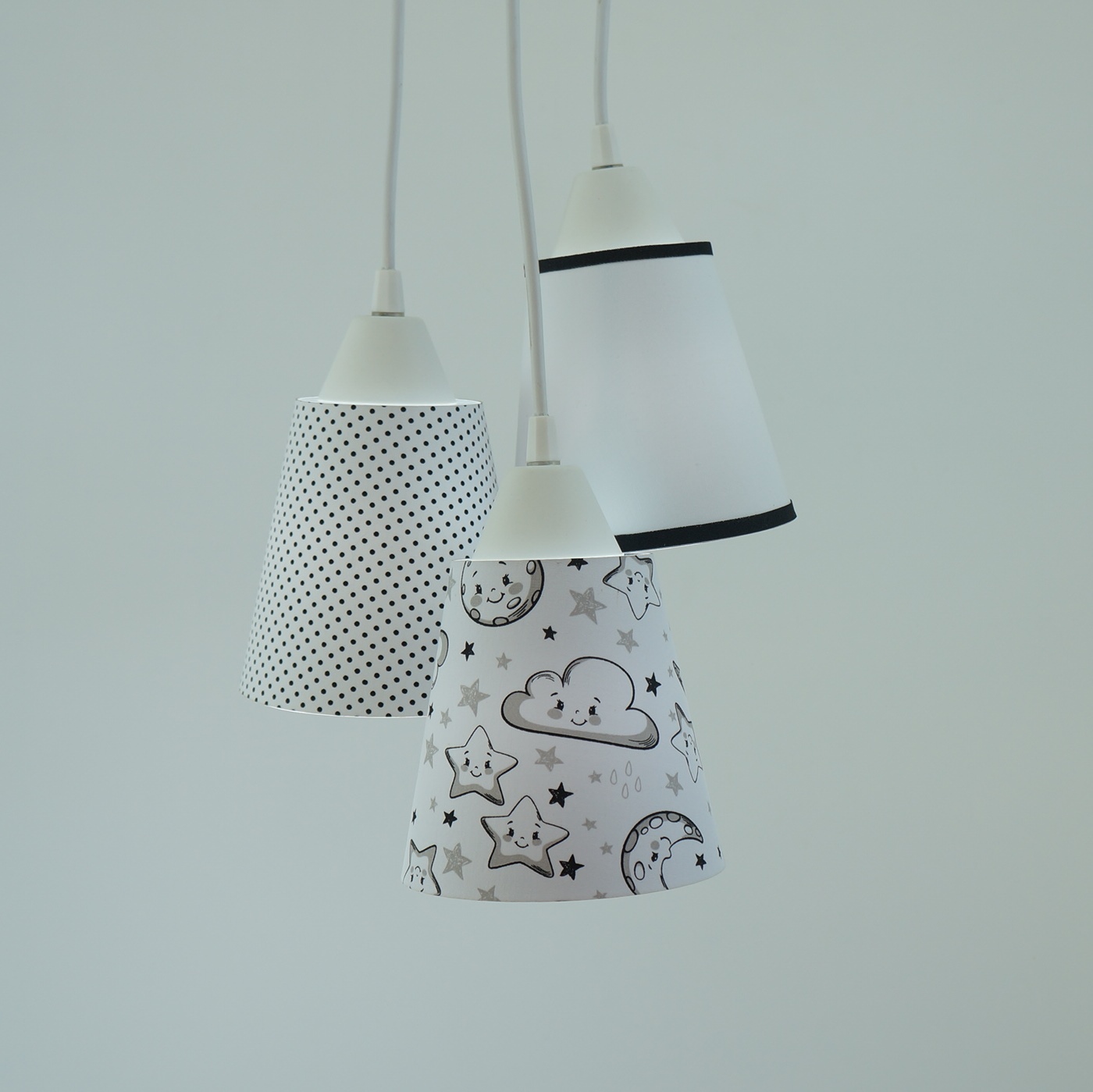 Lustre Pendente Luminária Quarto de Bebê Nuvens Preto e Branco