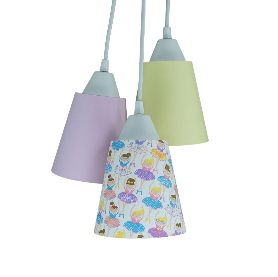 Lustre Pendente Luminária Revestida com Tecido Bailarinas Coloridas