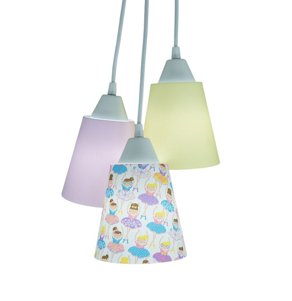 Lustre Pendente Luminária Revestida com Tecido Bailarinas Coloridas