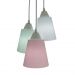 Lustre Pendente Luminária Revestida com Tecido Tons de Verde, Rosa e Branco