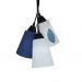Lustre Pendente Luminária Sala Tecidos Estampa Folhas Azul e Branco