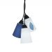 Lustre Pendente Luminária Sala Tecidos Estampa Folhas Azul e Branco