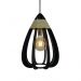 Lustre Pendente Luminária Sisal e Madeira Preto