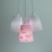 Lustre Pendente Luminária Tecido Nuvens Tons De Rosa E Branco