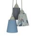 Lustre Pendente Luminária Tecido Quarto de Bebê Nórdico Tons de Azul, Cinza e Branco
