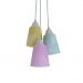 Lustre Pendente Luminária Tecidos Aquarelados Amarelo, Rosa e Verde Claro
