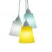 Lustre Pendente Luminária Tecidos Colmeia Verde, Chevron Cinza e Amarelo Liso